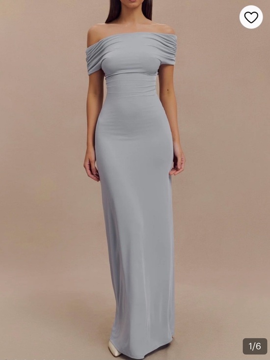 Meshki Dresses & Skirts - Meshki Imogen Off-Shoulder Slinky Maxi Dress- Dusty Blue